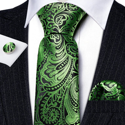 Conjunto Premium de Gravata de Seda Masculina com Lenço e Abotoaduras — Elegante para Casamento, Festa e Social