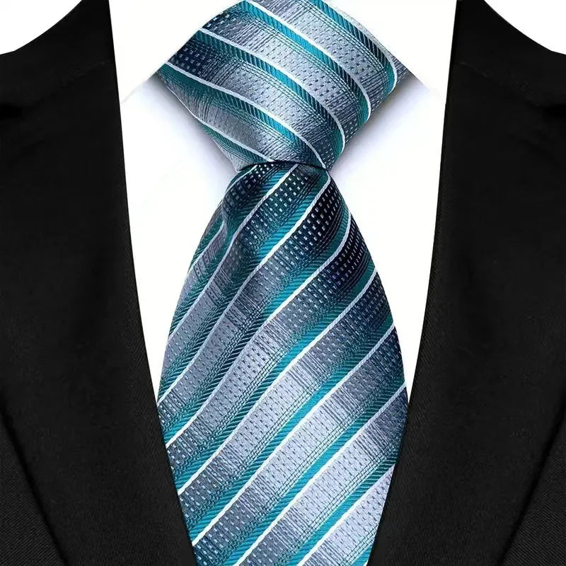 Gravata Masculina Clássica 8cm Jacquard — Estampas Xadrez, Listrada e Floral | Elegante para Casamento, Festa e Social | 41 Cores Disponíveis