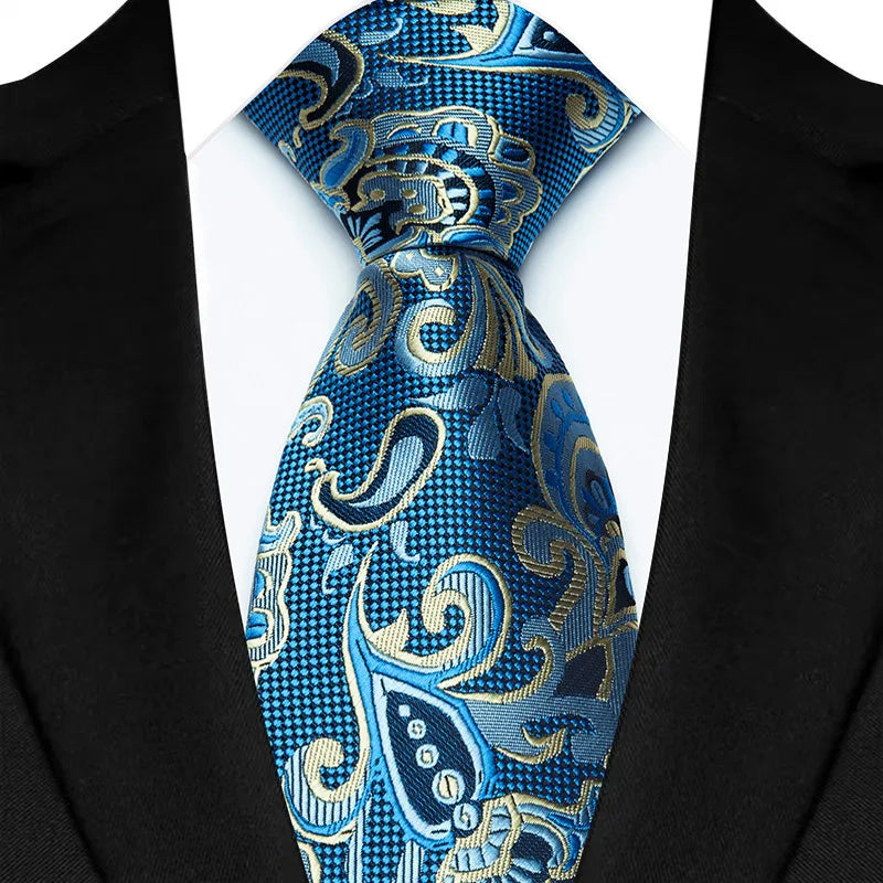 Gravata Masculina Clássica 8cm Jacquard — Estampas Xadrez, Listrada e Floral | Elegante para Casamento, Festa e Social | 41 Cores Disponíveis