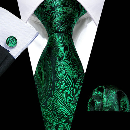 Conjunto Premium de Gravata de Seda Masculina com Lenço e Abotoaduras — Elegante para Casamento, Festa e Social