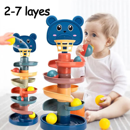 Brinquedo Montessori com Bolinhas Deslizantes – Torre Educativa de Encaixe e Desenvolvimento Infantil para Bebês