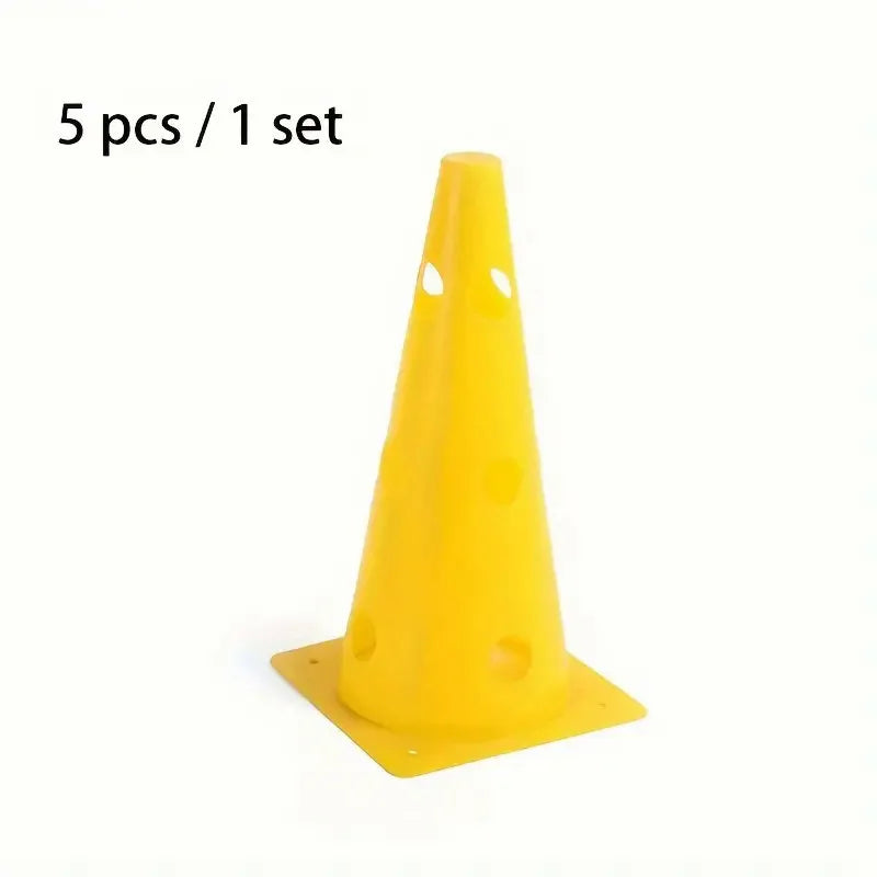 Kit 5 Cones de Treinamento 32cm Furados: Obstáculos de Alta Visibilidade para Futebol e Basquete