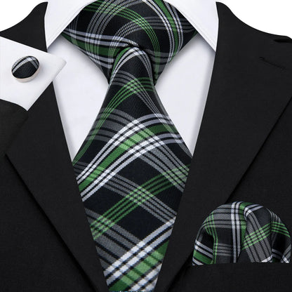 Conjunto Premium de Gravata de Seda Masculina com Lenço e Abotoaduras — Elegante para Casamento, Festa e Social