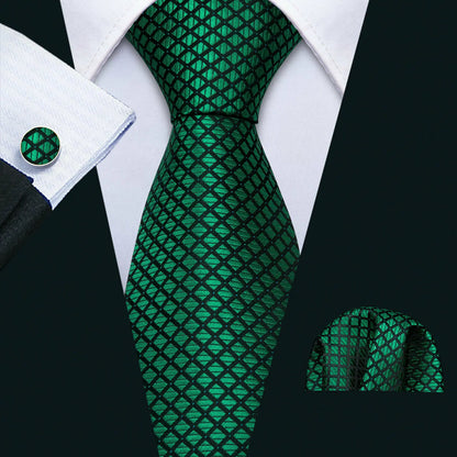 Conjunto Premium de Gravata de Seda Masculina com Lenço e Abotoaduras — Elegante para Casamento, Festa e Social