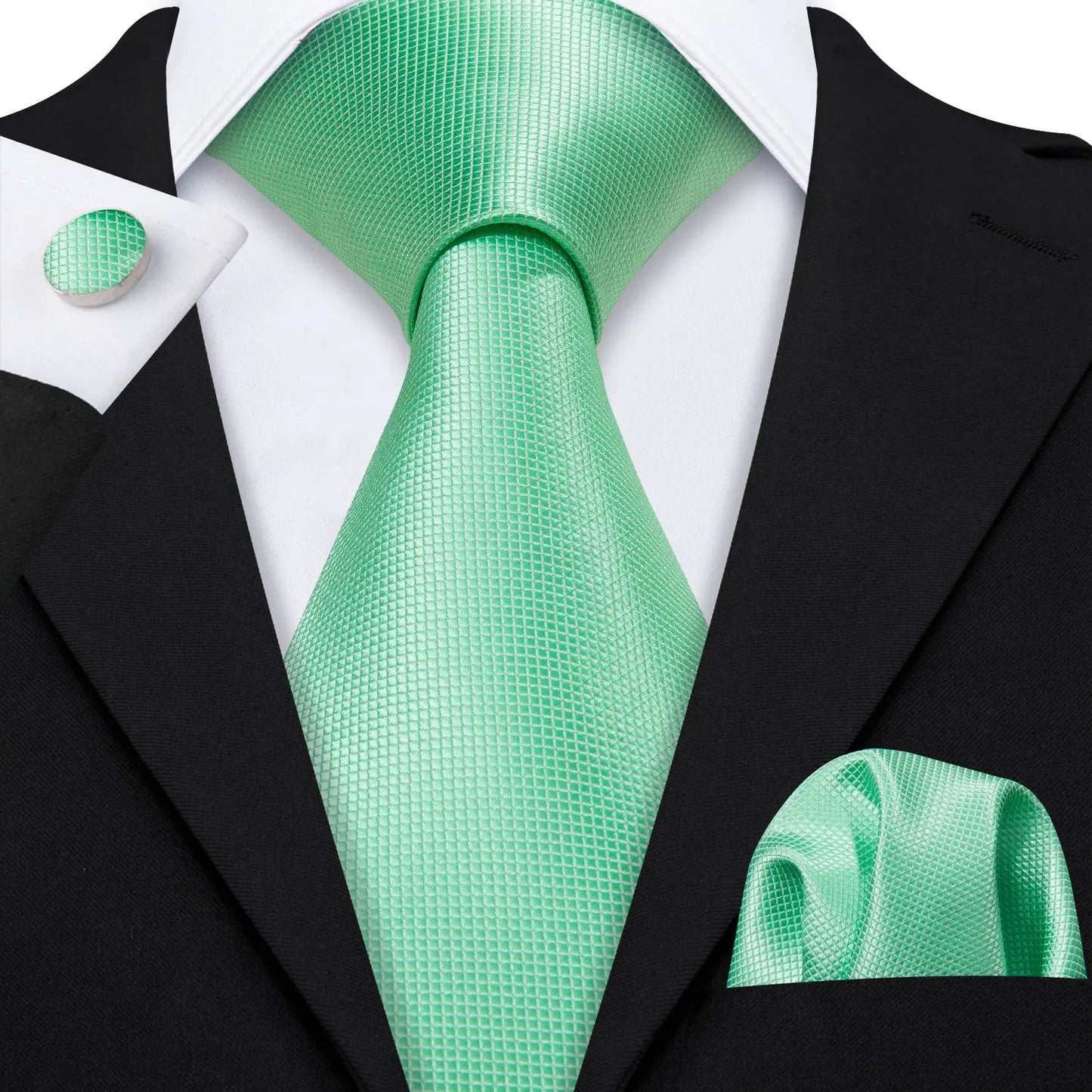 Conjunto Premium de Gravata de Seda Masculina com Lenço e Abotoaduras — Elegante para Casamento, Festa e Social