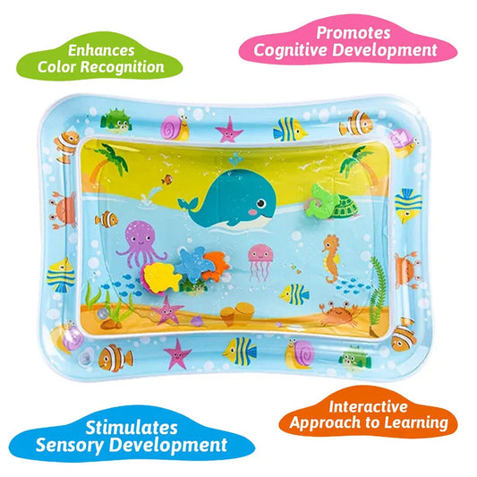 Tapete Inflável com Água para Bebês – Brinquedo Sensorial Educativo para Tummy Time e Desenvolvimento Infantil
