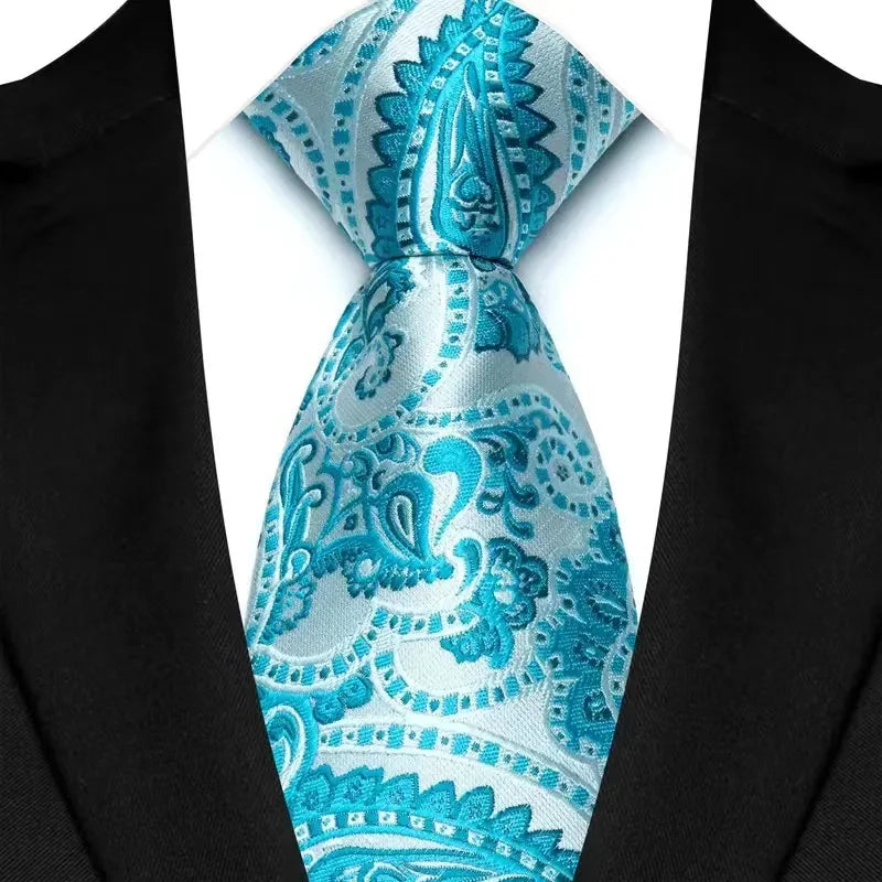 Gravata Masculina Clássica 8cm Jacquard — Estampas Xadrez, Listrada e Floral | Elegante para Casamento, Festa e Social | 41 Cores Disponíveis