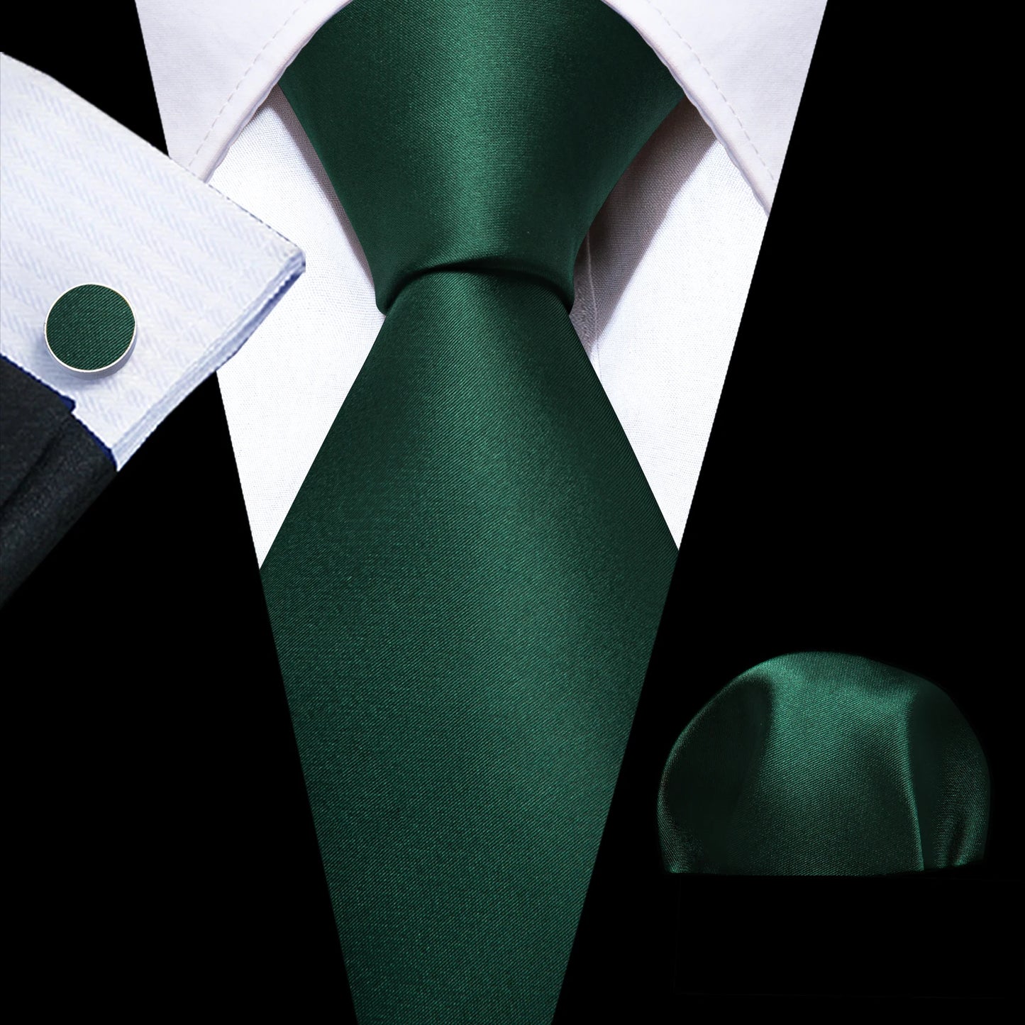 Conjunto Premium de Gravata de Seda Masculina com Lenço e Abotoaduras — Elegante para Casamento, Festa e Social