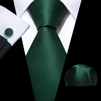 Conjunto Premium de Gravata de Seda Masculina com Lenço e Abotoaduras — Elegante para Casamento, Festa e Social