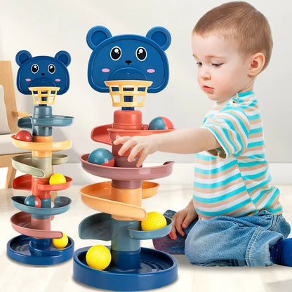 Brinquedo Montessori com Bolinhas Deslizantes – Torre Educativa de Encaixe e Desenvolvimento Infantil para Bebês