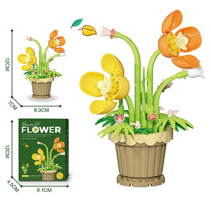 Buquê de Flores em Blocos de Montar – Presente Decorativo com Rosas e Girassóis