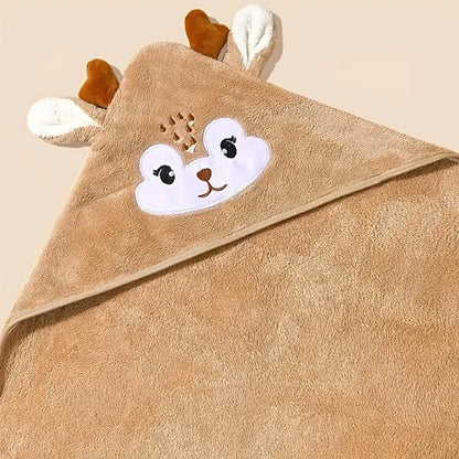 Toalha Infantil com Capuz Cartoon para Bebê — Manta Enroladinha Super Macia e Quentinha para Pós-Banho