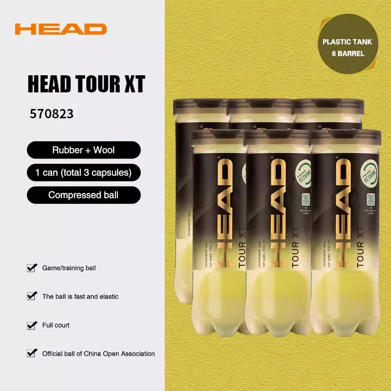 Bolas de Tênis HEAD TOUR XT Profissional — Alta Elasticidade, Resistência e Performance de Competição
