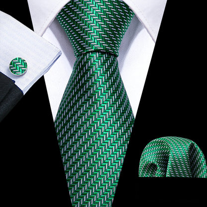 Conjunto Premium de Gravata de Seda Masculina com Lenço e Abotoaduras — Elegante para Casamento, Festa e Social