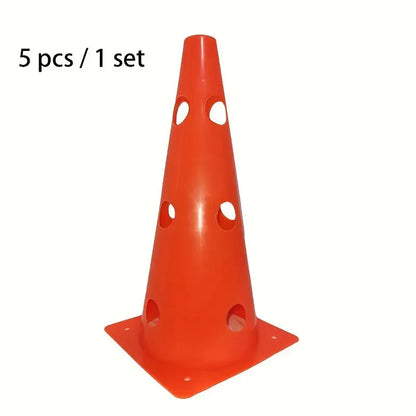 Kit 5 Cones de Treinamento 32cm Furados: Obstáculos de Alta Visibilidade para Futebol e Basquete