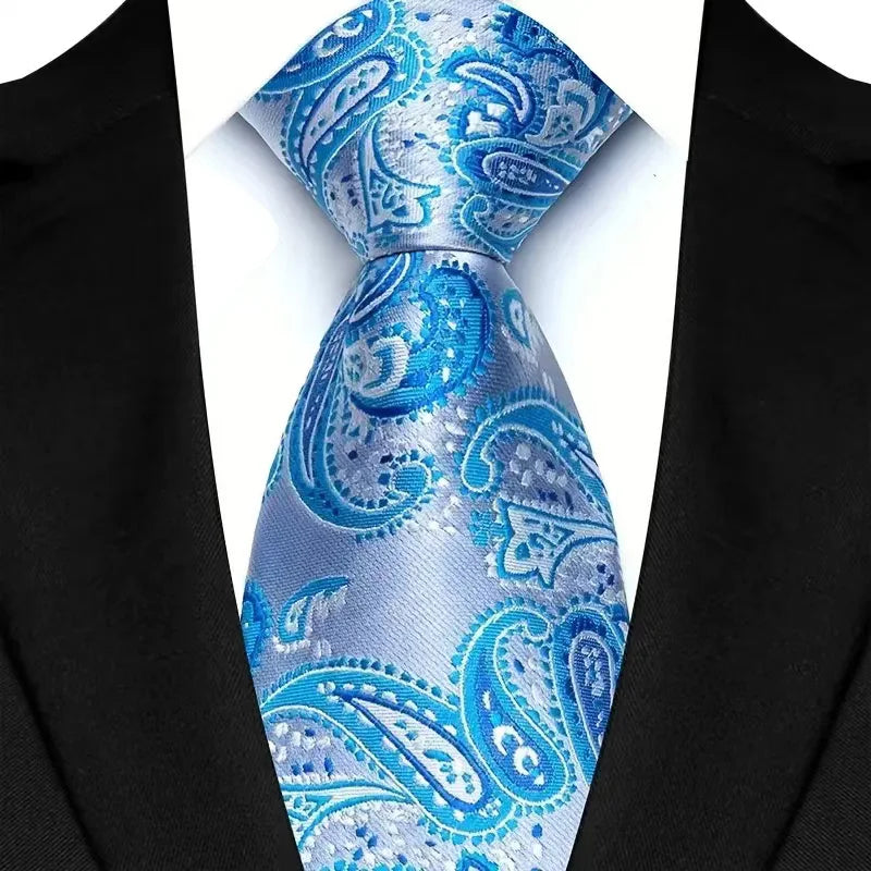 Gravata Masculina Clássica 8cm Jacquard — Estampas Xadrez, Listrada e Floral | Elegante para Casamento, Festa e Social | 41 Cores Disponíveis