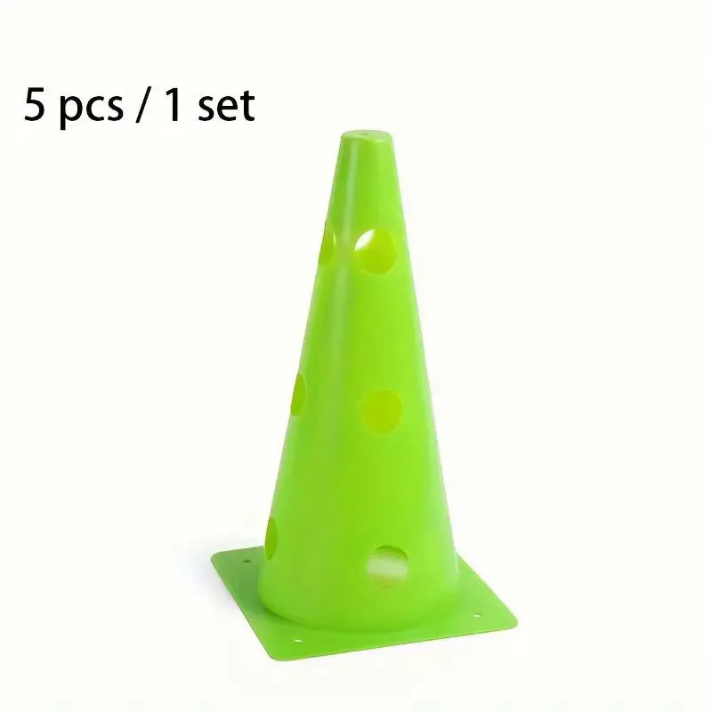 Kit 5 Cones de Treinamento 32cm Furados: Obstáculos de Alta Visibilidade para Futebol e Basquete