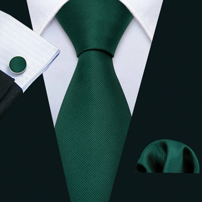 Conjunto Premium de Gravata de Seda Masculina com Lenço e Abotoaduras — Elegante para Casamento, Festa e Social