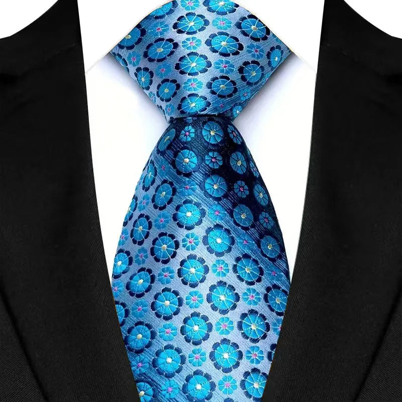Gravata Masculina Clássica 8cm Jacquard — Estampas Xadrez, Listrada e Floral | Elegante para Casamento, Festa e Social | 41 Cores Disponíveis