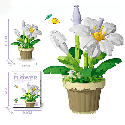 Buquê de Flores em Blocos de Montar – Presente Decorativo com Rosas e Girassóis