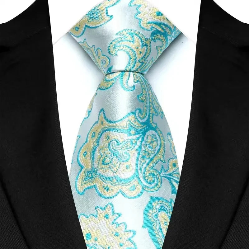 Gravata Masculina Clássica 8cm Jacquard — Estampas Xadrez, Listrada e Floral | Elegante para Casamento, Festa e Social | 41 Cores Disponíveis