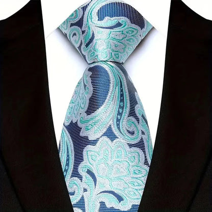 Gravata Masculina Clássica 8cm Jacquard — Estampas Xadrez, Listrada e Floral | Elegante para Casamento, Festa e Social | 41 Cores Disponíveis