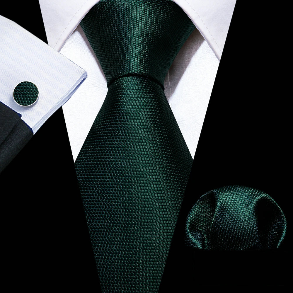 Conjunto Premium de Gravata de Seda Masculina com Lenço e Abotoaduras — Elegante para Casamento, Festa e Social