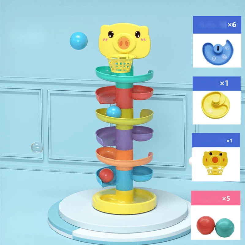 Brinquedo Montessori com Bolinhas Deslizantes – Torre Educativa de Encaixe e Desenvolvimento Infantil para Bebês