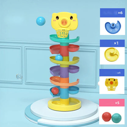 Brinquedo Montessori com Bolinhas Deslizantes – Torre Educativa de Encaixe e Desenvolvimento Infantil para Bebês