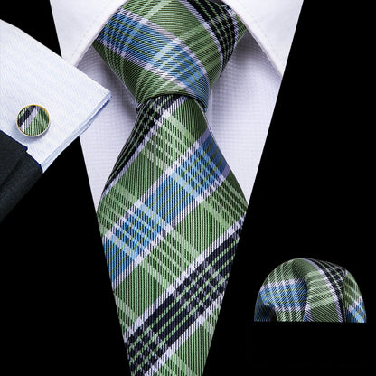 Conjunto Premium de Gravata de Seda Masculina com Lenço e Abotoaduras — Elegante para Casamento, Festa e Social