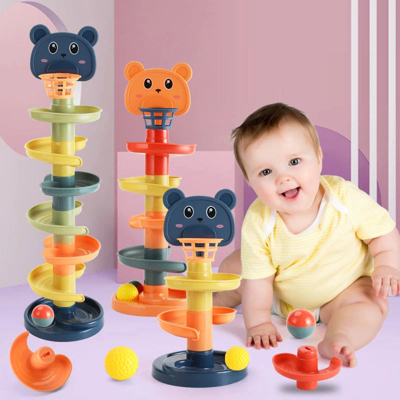 Brinquedo Montessori com Bolinhas Deslizantes – Torre Educativa de Encaixe e Desenvolvimento Infantil para Bebês