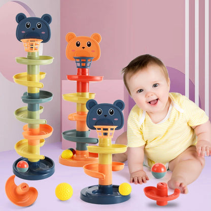 Brinquedo Montessori com Bolinhas Deslizantes – Torre Educativa de Encaixe e Desenvolvimento Infantil para Bebês