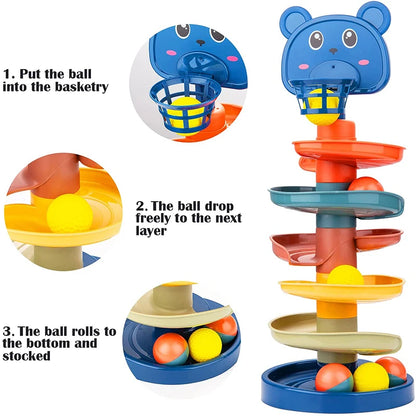 Brinquedo Montessori com Bolinhas Deslizantes – Torre Educativa de Encaixe e Desenvolvimento Infantil para Bebês
