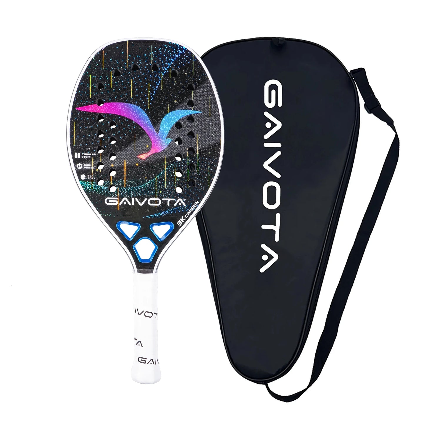Raquete GAIVOTA 2025 Beach Tennis 3K Carbon Fiber com Mochila — Performance Profissional e Estilo Premium