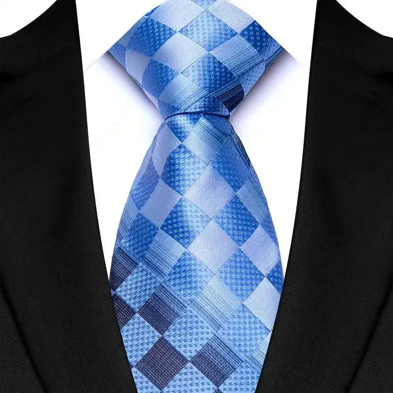 Gravata Masculina Clássica 8cm Jacquard — Estampas Xadrez, Listrada e Floral | Elegante para Casamento, Festa e Social | 41 Cores Disponíveis