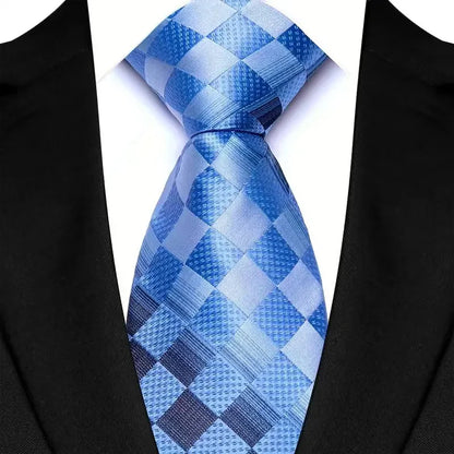 Gravata Masculina Clássica 8cm Jacquard — Estampas Xadrez, Listrada e Floral | Elegante para Casamento, Festa e Social | 41 Cores Disponíveis