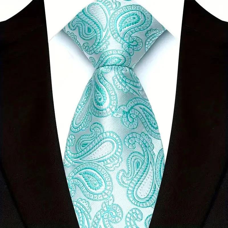 Gravata Masculina Clássica 8cm Jacquard — Estampas Xadrez, Listrada e Floral | Elegante para Casamento, Festa e Social | 41 Cores Disponíveis