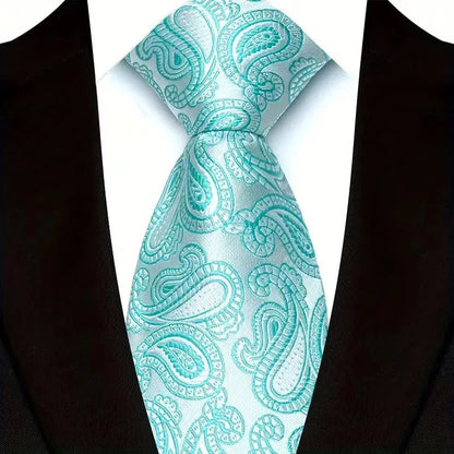 Gravata Masculina Clássica 8cm Jacquard — Estampas Xadrez, Listrada e Floral | Elegante para Casamento, Festa e Social | 41 Cores Disponíveis