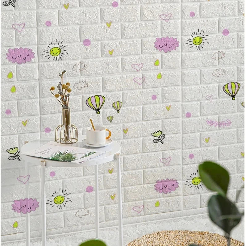 Papel de Parede 3D Autoadesivo Impermeável Estilo Tijolinho — Adesivo Decorativo para Sala, Quarto e Quarto Infantil 70cm X 1m