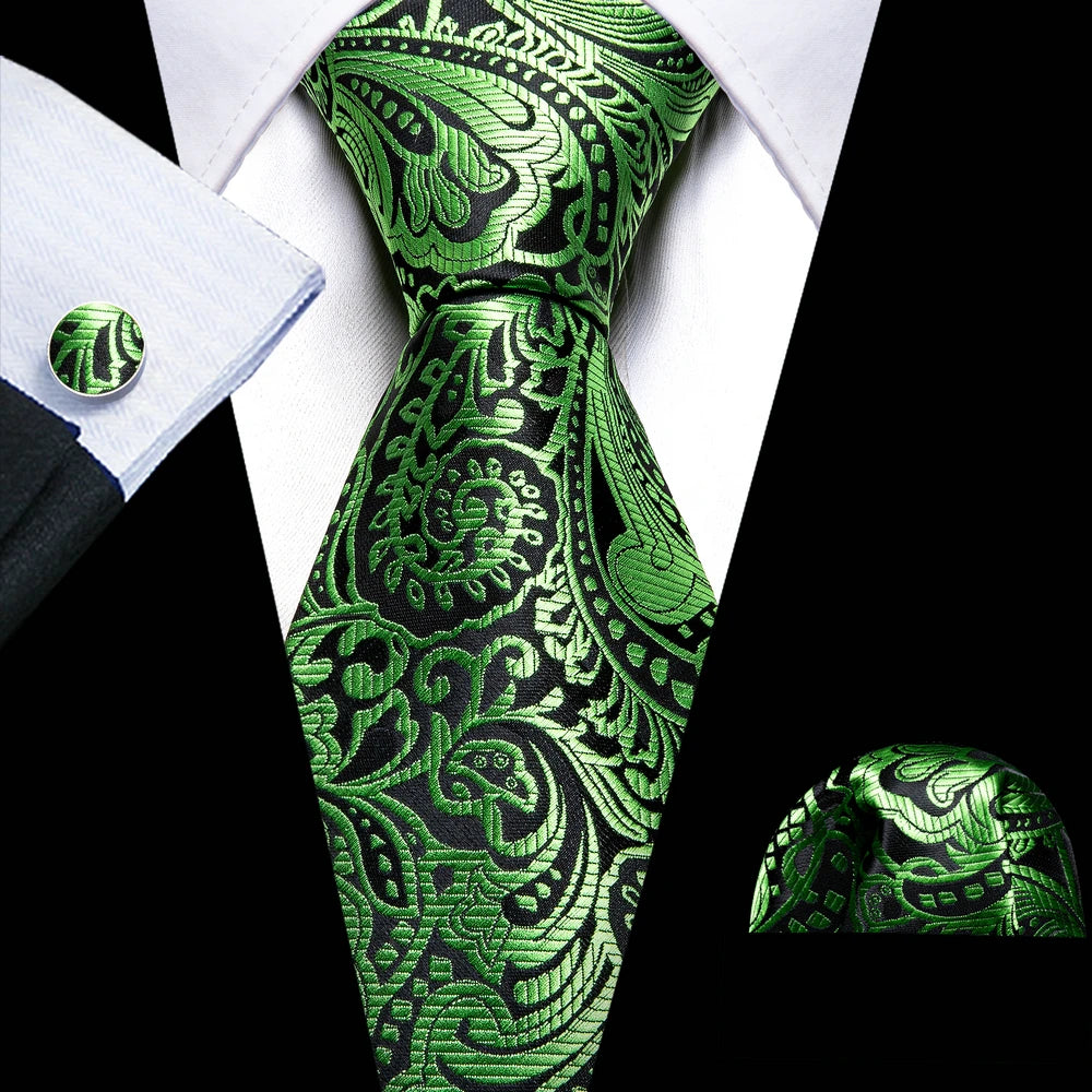 Conjunto Premium de Gravata de Seda Masculina com Lenço e Abotoaduras — Elegante para Casamento, Festa e Social