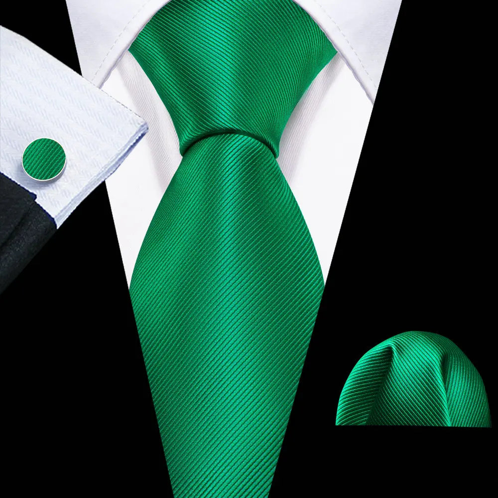 Conjunto Premium de Gravata de Seda Masculina com Lenço e Abotoaduras — Elegante para Casamento, Festa e Social