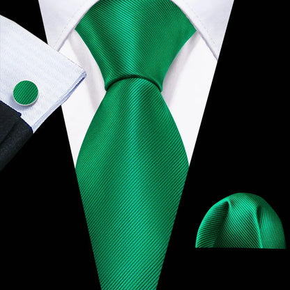 Conjunto Premium de Gravata de Seda Masculina com Lenço e Abotoaduras — Elegante para Casamento, Festa e Social