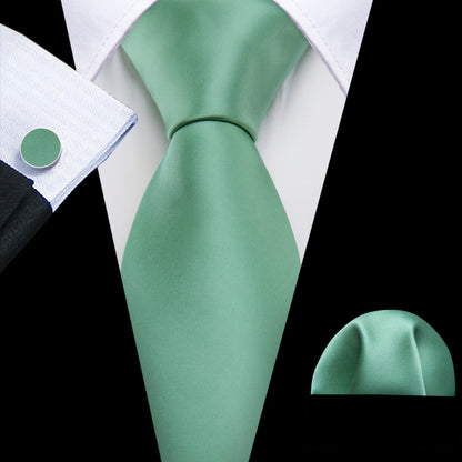 Conjunto Premium de Gravata de Seda Masculina com Lenço e Abotoaduras — Elegante para Casamento, Festa e Social