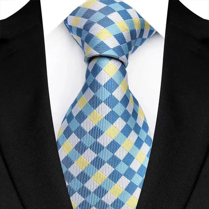 Gravata Masculina Clássica 8cm Jacquard — Estampas Xadrez, Listrada e Floral | Elegante para Casamento, Festa e Social | 41 Cores Disponíveis