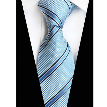 Gravata Masculina Clássica 8cm Jacquard — Estampas Xadrez, Listrada e Floral | Elegante para Casamento, Festa e Social | 41 Cores Disponíveis
