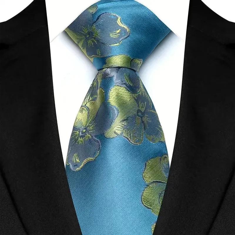 Gravata Masculina Clássica 8cm Jacquard — Estampas Xadrez, Listrada e Floral | Elegante para Casamento, Festa e Social | 41 Cores Disponíveis
