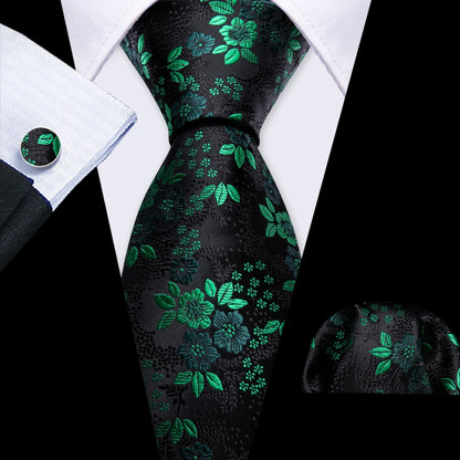Conjunto Premium de Gravata de Seda Masculina com Lenço e Abotoaduras — Elegante para Casamento, Festa e Social