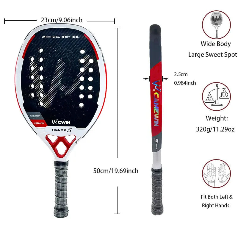 Raquete Profissional Beach Tennis Cwin Carbono 3k — Potência, Controle e Performance Premium