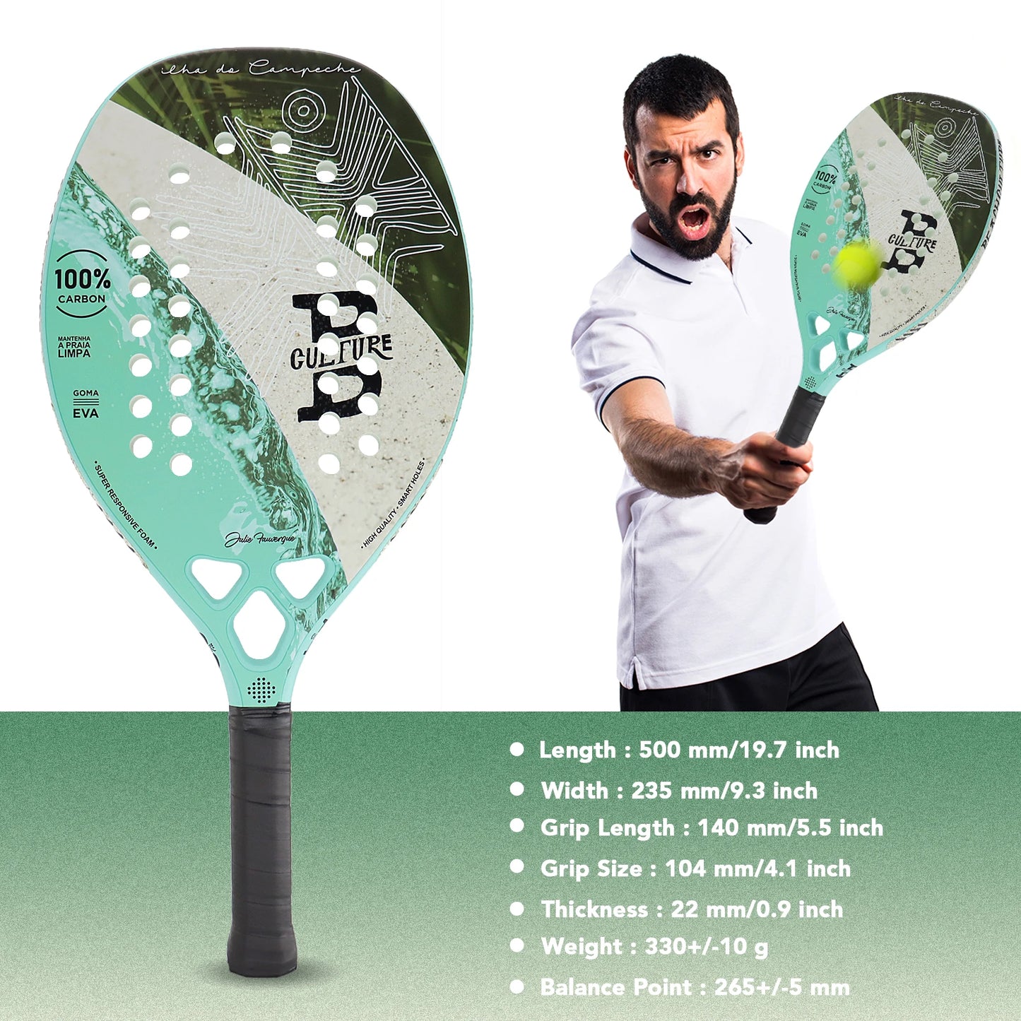 Raquete Beach Tennis ANOLE Full Carbon: Leveza Extrema e Controle Total