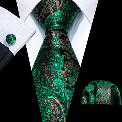 Conjunto Premium de Gravata de Seda Masculina com Lenço e Abotoaduras — Elegante para Casamento, Festa e Social
